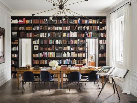 Spacious custom library and study